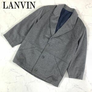 LA9792 ランバン チェスターハーフコート グレーカシミヤウール混 LANVIN ネーム刺入り 48