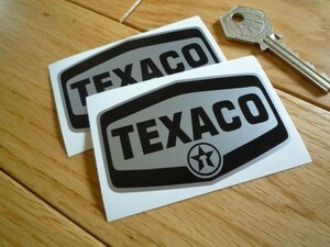 ◆送料無料◆ 海外 Texaco Black & Silver Logo テキサコ 75mm 2枚セット ステッカー