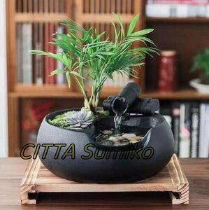 極上品 人気美品★ セレブ好物卓上噴水　天然　加湿器　植木鉢　竹　玄関噴水　風水　加湿　開運書斎用　癒し　インテリア雑貨