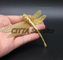 新品推薦 新入荷☆時代銅置物 トンボ　高級品　羽薄目　細工銅金工★銅製★銅器★装飾品★風水★置物_画像3