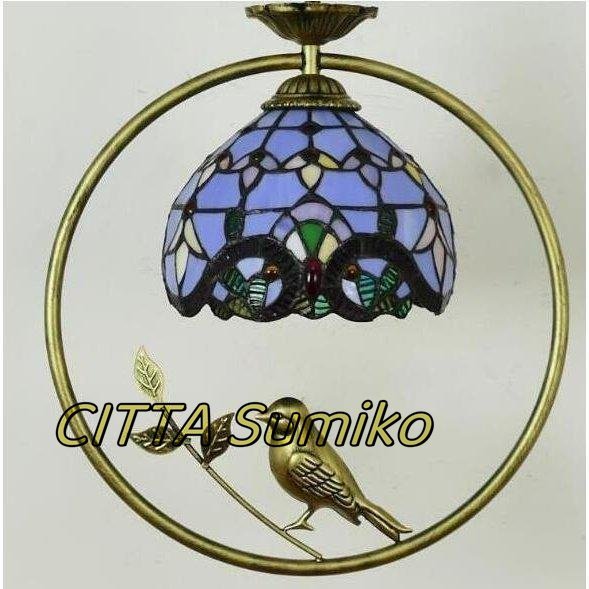 Finest Stained Glass Vintage Stained Lamp Antique Parakeet Art Tiffany Lighting Furniture, hand craft, handicraft, glass crafts, Stained glass