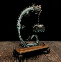 高品質 極美品★香炉 竜 蓮の花 銅器 銅製品 鎮宅辟邪 開運風水 招財 置物 工芸品 生活 ギフト 装飾品_画像4