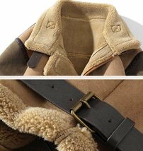 最高級 ムートンコート ブルゾン 羊革 毛皮 ファーコート ライトジャケット配色 シープスキン ラムレザー グリーン系 M~5XL_画像6