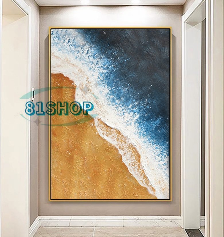 Popular and beautiful item★ Pure hand-painted painting Wave Oil painting, reception room hanging painting, entrance decoration, hallway mural, 50*70cm, Painting, Oil painting, Still life