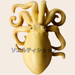 新入荷★極上質 柘植の木製の置物 立体的なタコの木彫 彫刻工芸 手づくり 装飾品 工芸品