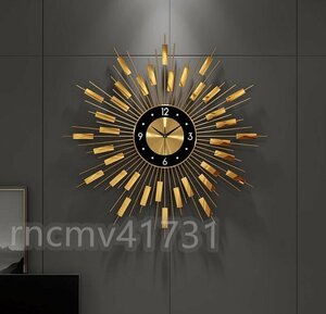 新品　壁掛け時計　北欧風　人気　鉄芸　静音　電池式　飾りストラップ　アイデア　玄関　廊下　リビング　ゴールド