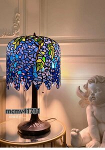  ultimate beautiful goods *3 light type stained glass lamp antique style Tiffany stand light table lamp wistaria. flower art goods 