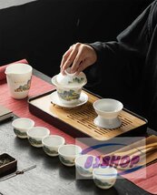 人気美品★陶器製ティーセット 番茶器セット 急須 湯呑みセット 茶器揃 陶磁茶具セット 茶器 茶皿 旅行ティーセット_画像5