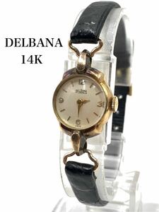 ●美品●超高級●DELBANA●デルバナ●ブランド●ゴールド●腕時計●小物●14K GOLD FILLED●17石●5035●レザー●メンズ●レディース●GA49