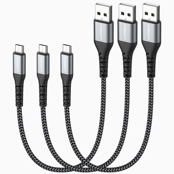 Micro USB ケーブル 0.3M 【3本組】QC3.0/2.0 最大18W急速充電 USB2.0高速データ転送 マイクロusbケーブル 30cm 短い 高耐久性