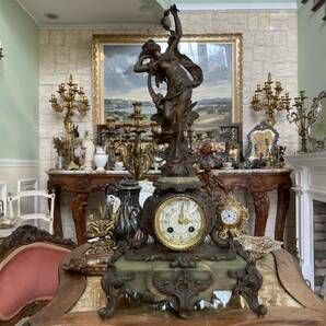 フランスアンティーク 蝋台 ブロンズ像 アンティーク ロココ アンティーク装飾 ロココ様式 ルイ15世様式 マントルピースの画像1