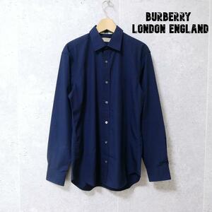  прекрасный товар BURBERRY Burberry London Англия размер Snoba проверка стрейч рубашка с длинным рукавом рубашка темно-синий темно-синий 