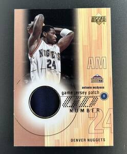 2001-02 UD NBA Antonio McDyess Nuggets Game Jersey Numbers Game-Worn Jersey Patch AM-P# Basketball