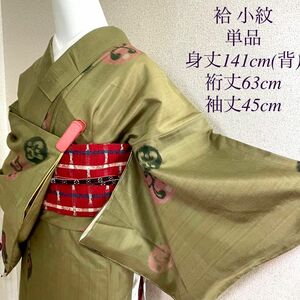 袷 正絹 小紋 大正ロマン 裄63cm 緑 和服 和装 きもの kimono