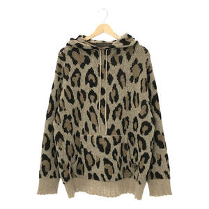 R13 / アールサーティーン | CASHMERE LEOPARD HOODIE ダメージニット | S | ベージュ | レディース