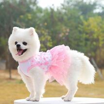 【お花いっぱい】犬服　ドッグウェア　ペット　猫　犬　ワンピース　ドレス　かわいい　ピンク　Mサイズ_画像6