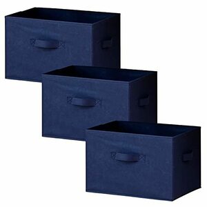 山善 収納ボックス 3個組 カラーボックス対応 取っ手付き (左右/前) 完成品 幅38×奥行25×高さ25cm (どこでも収納ボックス) ネイ