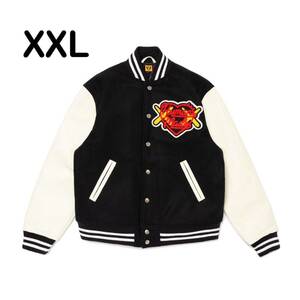 ★国内正規品 XXLサイズ★ HUMAN MADE x KAWS Made Varsity Jacket #1 Black 2XL ジャケット バーシティー ブラック スタジャン 