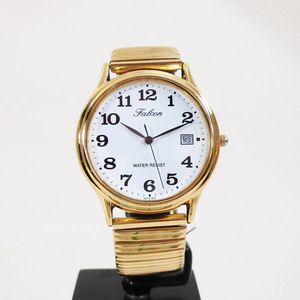 同梱可能 シチズン 腕時計 カレンダー付 蛇腹ベルト 日本製ムーブメント 5気圧防水 ゴールド 紳士/メンズ D014-004/3720