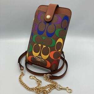 COACH コーチ スマホショルダー C9945 アウトレット レインボーカーキマルチ 未使用品