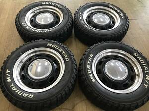 MUD STAR RADIAL M/T 215/65R16 109/107R 8PR 社外アルミホイール 6.5J+38 4本 中古 ホワイトレター ハイエース