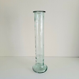 スペイン レトロ ガラス 大型 57.5cm ヴィンテージ デザイン フラワーベース 花器 花瓶 アンティーク 硝子 気泡 ディスプレイ オブジェ