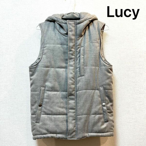 【美品】Lucy(ルーシー) 中綿ベスト グレー アウター ジャケット ジップベスト アウター ブルゾン 中綿ジャケット