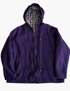 美品!! 希少!! USA製 johnson woolen mills ジョンソンウーレンミルズ ウール ジャケット フード パープル 裏地ネル size L MADE IN USA