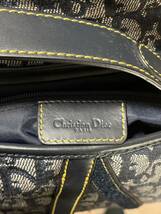 1円 Christian Dior ディオール ダブル トロッター オブリーク サドルバッグ レザー ハンドバッグ ショルダーバッグ ネイビー ヴィンテージ_画像2