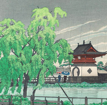 川瀬巴水　版画　東京二十景　不忍池の雨　昭和4年　原寸サイズ：37.3cmx25.3cm　複製 ◆新版画　小原古邨　吉田博_画像2