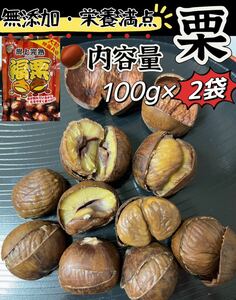 無添加　ホクホク栗　くり　樹上完熟 福栗（有機焼き栗)大粒特選A級　100g×2パック