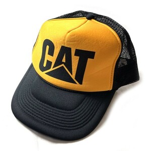 希少! 80s 90s CAT キャタピラー NISSUN CAP ヴィンテージ 企業ロゴ トラッカー キャップ 帽子 ブラック イエロー 黒 黄色 メンズ 激レア