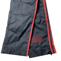 スポーツMix! 90s adidas アディダス トレフォイルロゴ ナイロン トラック パンツ ジャージ ブラック? レッド 黒 赤 S キッズ? 古着_画像5