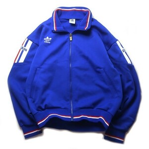 90年代! 90s adidas アディダス デサント トラックジャケット トップ ジャージ トレフォイルロゴ トリコロール ブルー 青 M メンズ 古着