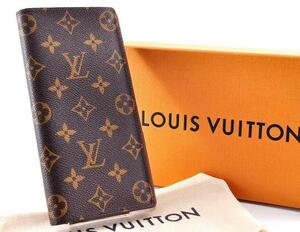 未使用 Louis Vuitton ルイヴィトン モノグラム ポルトフォイユ ブラザ 長財布 レザー 革 ブラウン 茶色 総柄 柄あり 箱付き 2B12736