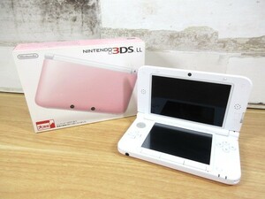2K6-2「NINTENDO 3DS LL 本体 LL ピンク×ホワイト 美品」ニンテンドー3DS 動作未確認 ジャンク SPR-001 アダプタ別売り