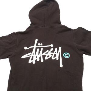 stussy ステューシー パーカー フーディー 黒 ブラック 両面プリント デカロゴ サイズM Y2K#1099