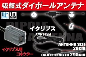 【送無】ダイポール TV アンテナ 地デジ ワンセグ フルセグ 12V 24V イクリプス 用 AVN119M 対応 イクリプス用 ブースター内蔵 吸盤式