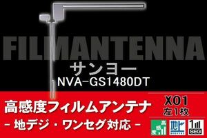 地デジ ワンセグ フルセグ L字型 フィルムアンテナ 左1枚 サンヨー SANYO 用 NVA-GS1480DT 対応 フロントガラス 高感度 車