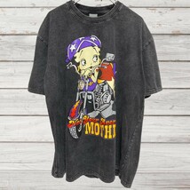 ★新品未使用★ベティちゃん BETTY BOOP Tシャツ 半袖 ヴィンテージ加工 コットン プリント ブラック 黒 XLサイズ2510_画像2