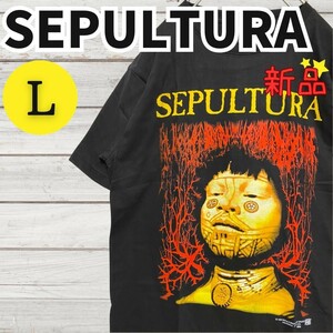 ★新品未使用★Sepaltura セパルトゥラ バンドTシャツ 半袖 ロックTシャツ コットン プリント ブラック 黒 Lサイズ 2342