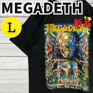 ★新品未使用★メガデス MEGADETH バンドTシャツ 半袖 ロックTシャツ コットン プリント ブラック 黒 Lサイズ 2368