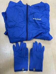 【A8】mont-bell モンベル レインコート Mサイズ 手袋 10-12 青 ブルー 保管品 現状品 雨具 レインウェア 登山 アウトドア