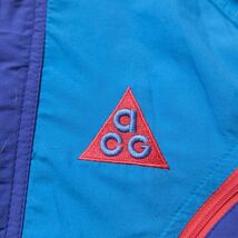 90's NIKE ナイキ ACG ハーフジップ プルオーバーナイロンジャケット (M) 青紫×水色系 ロゴ刺繍入り 90年代 旧タグ オールド アウトドア_画像4