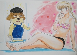 Art hand Auction Hand-drawn illustration, Woman in a swimsuit and Alps Inubo, Comics, Anime Goods, Hand-drawn illustration