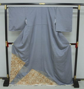 特別価格　0586　お仕立て上がり高級正絹　色留袖　グレー　中国刺繍　