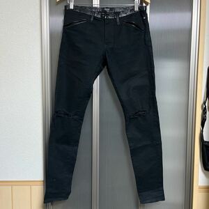 UNDERCOVER 14AW アンダーカバー アンダーカバーイズム Leather trimmed skiny damaged pants size 2