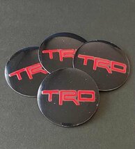 TRD ステッカー ホイールキャップシール トヨタ TOYOTA エンブレムロゴ センターバッジ ブラックレッド 56mm 4枚_画像1