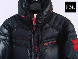 ●名品！最高級 DIESEL ディーゼル レッドジップ ライダース ダウンジャケット 希少 L 即決 即納 55DSL ブラックゴールド●44