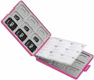 ピンク メモリカードケース SD ケース プラスチック SD18枚 + microSD18枚収納 ピンク CMC-SDCPP36